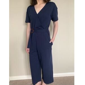 Roolee The Neptune Happy Wrap Wide Leg Jumpsuit in Navy Blue